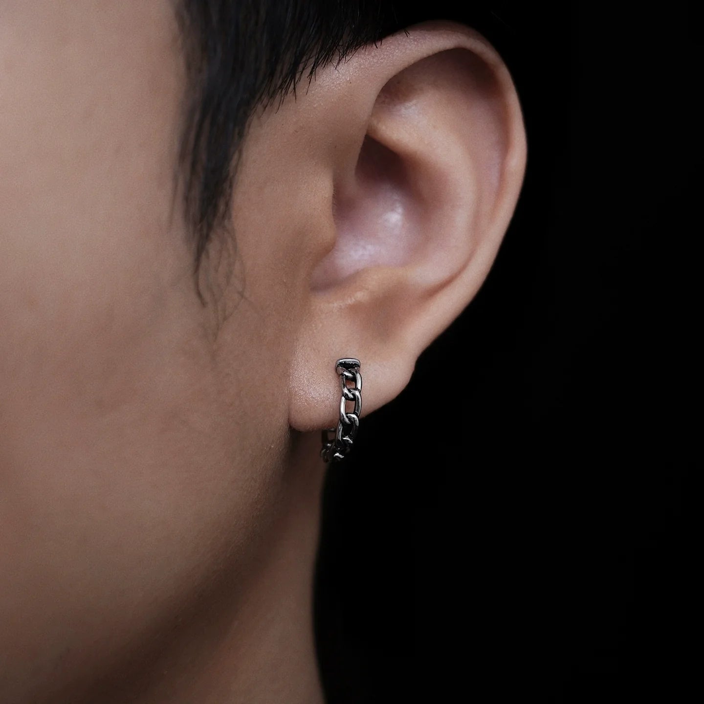Titanium Steel Cuban Chain Hoop Earrings