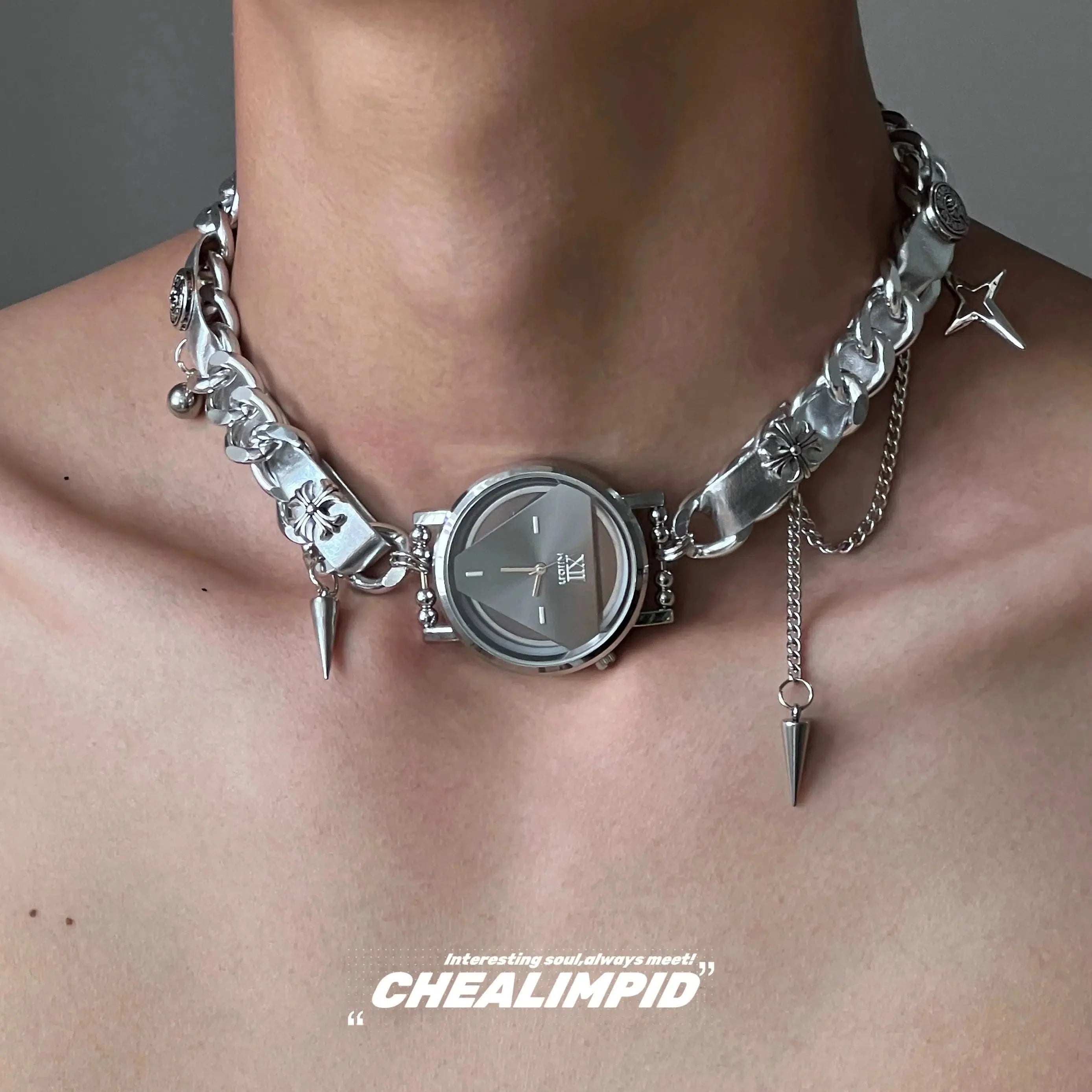 Watch Pendant Chain Necklace
