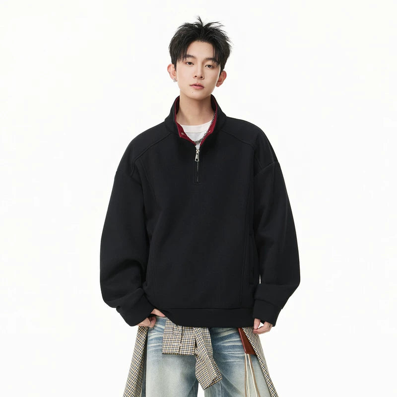 Half Zip Stand Collar Sweatshirt