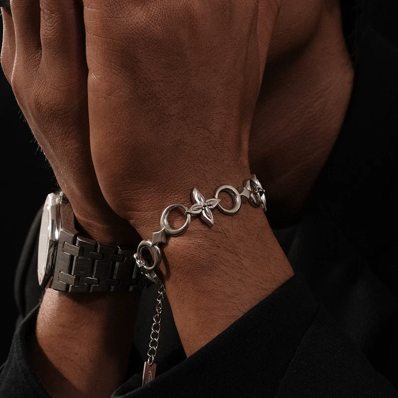 Titanium Steel Star Flower Chain Bracelet