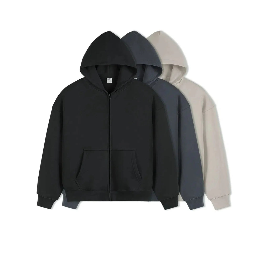 Zip-up Basic Cotton Hoodie