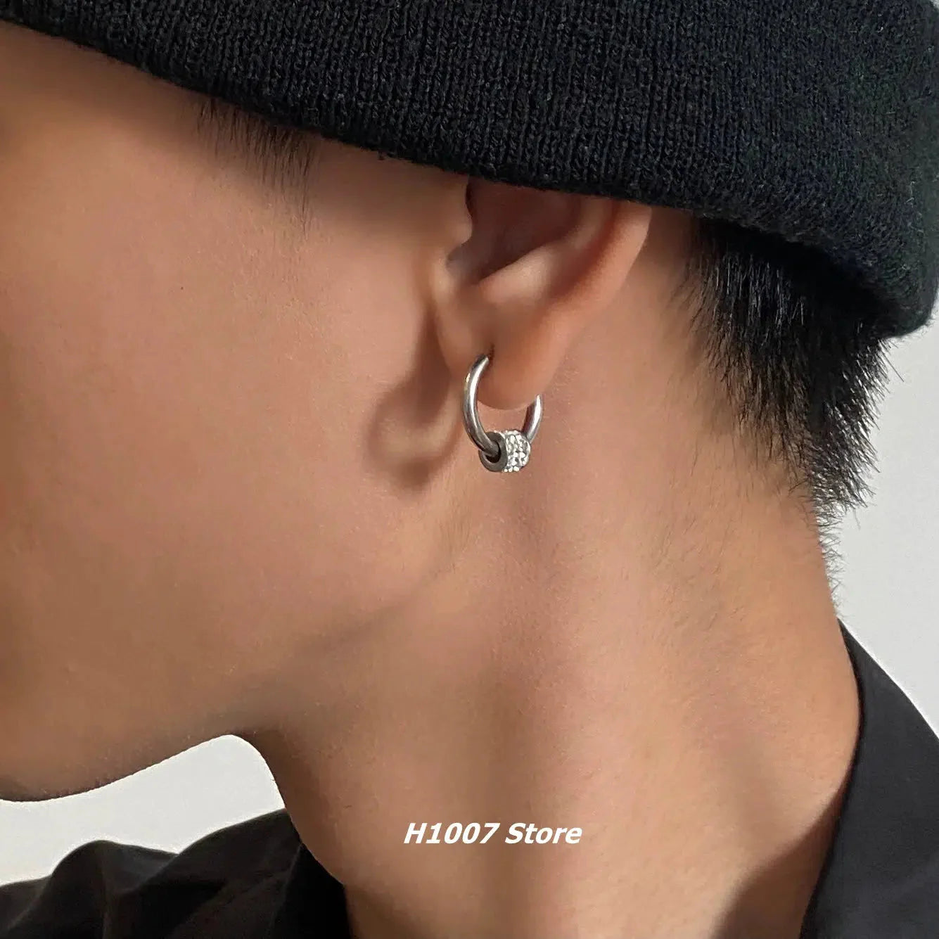 Titanium Steel Diamond Hoop Earrings