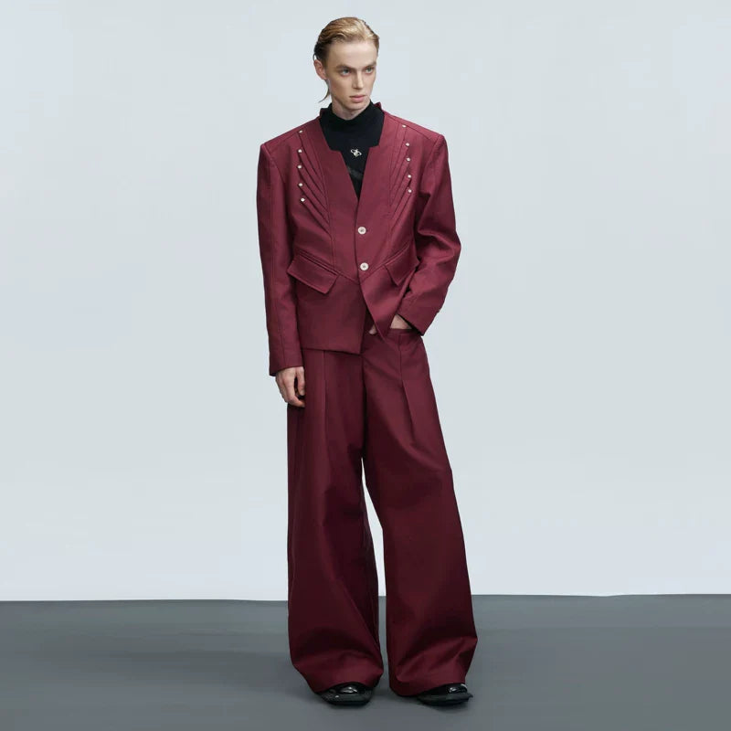 Wool Blend V-Neck Suit and Pants (sold separately)