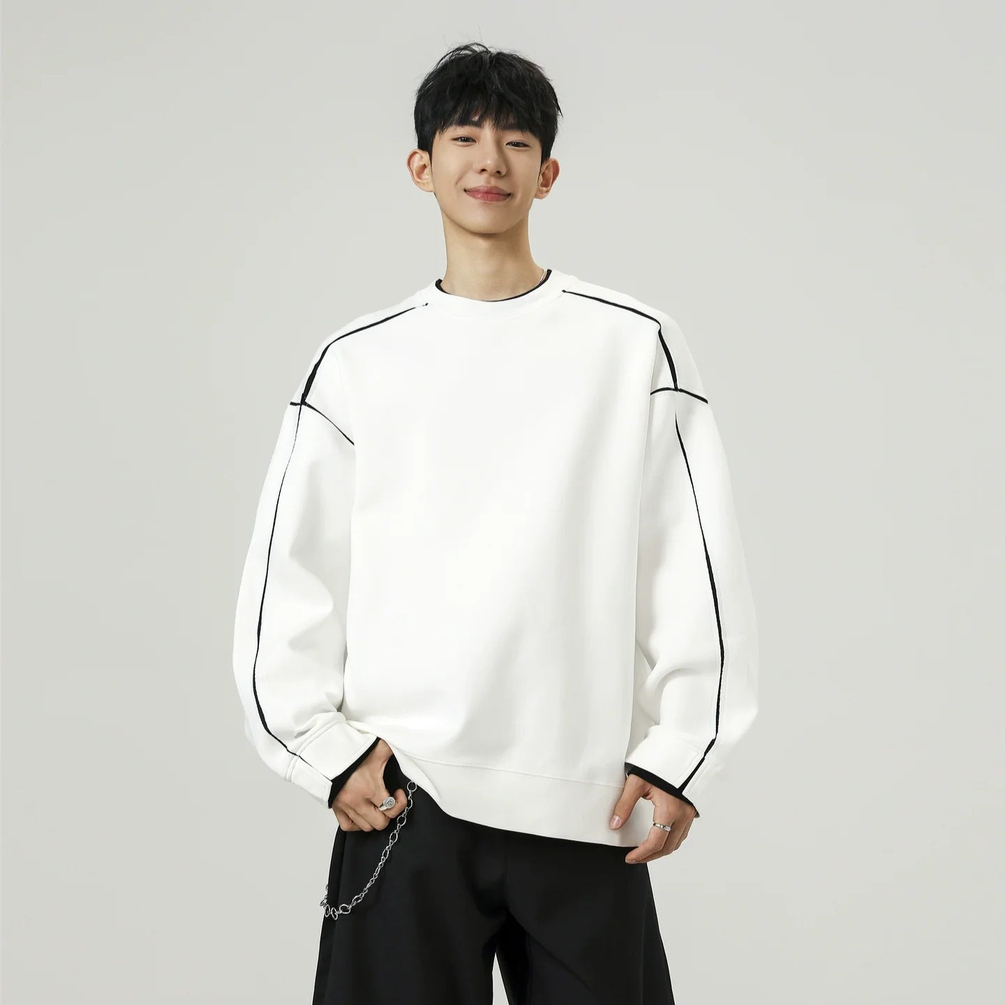 Contrast Stitch Loose Fit Sweatshirt