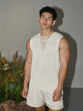 Woolen Distressed V-Neck Knitted Vest