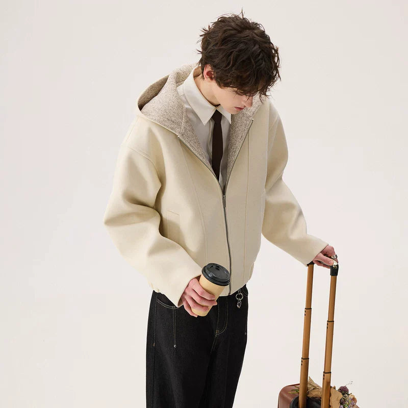 Wool Hooded Casual Cardigan Coat