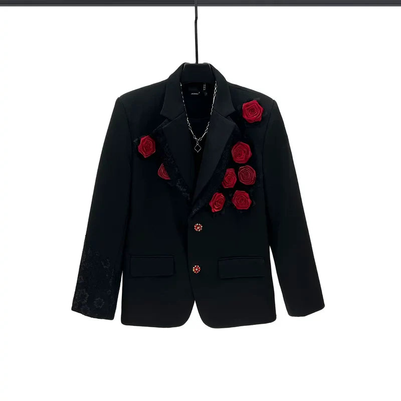 3D Roses Double Collar Suit Jacket