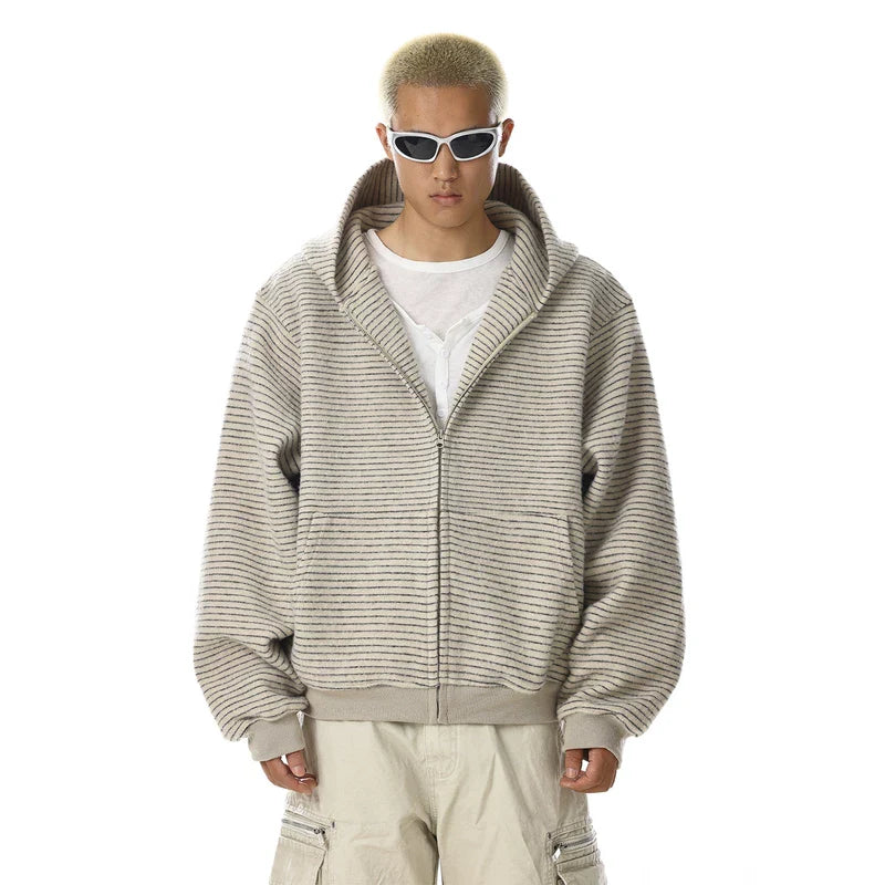 Striped Loose Fit Hooded Sweatshirt