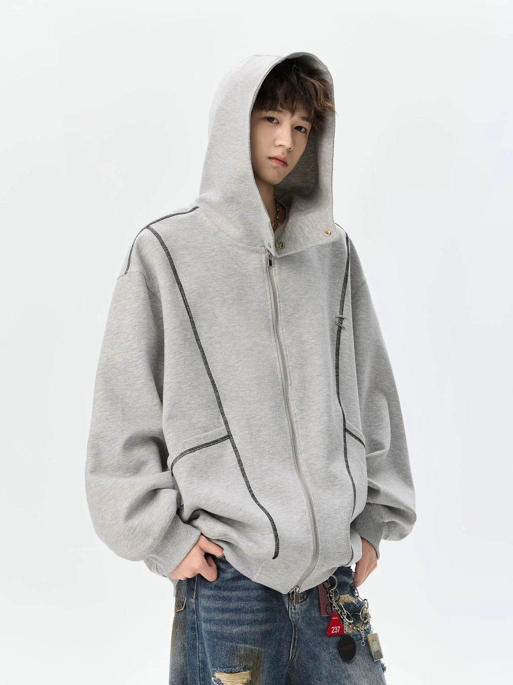 Zip Up Hooded Sweatshirt Jacket