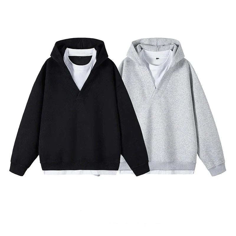 V-Neck Hooded Sweatshirt