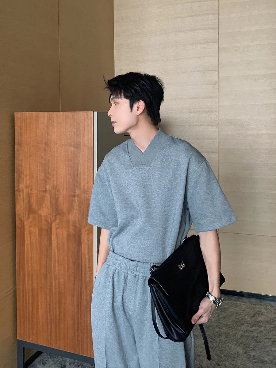 V-Neck Short Sleeve Top and Sports Pants