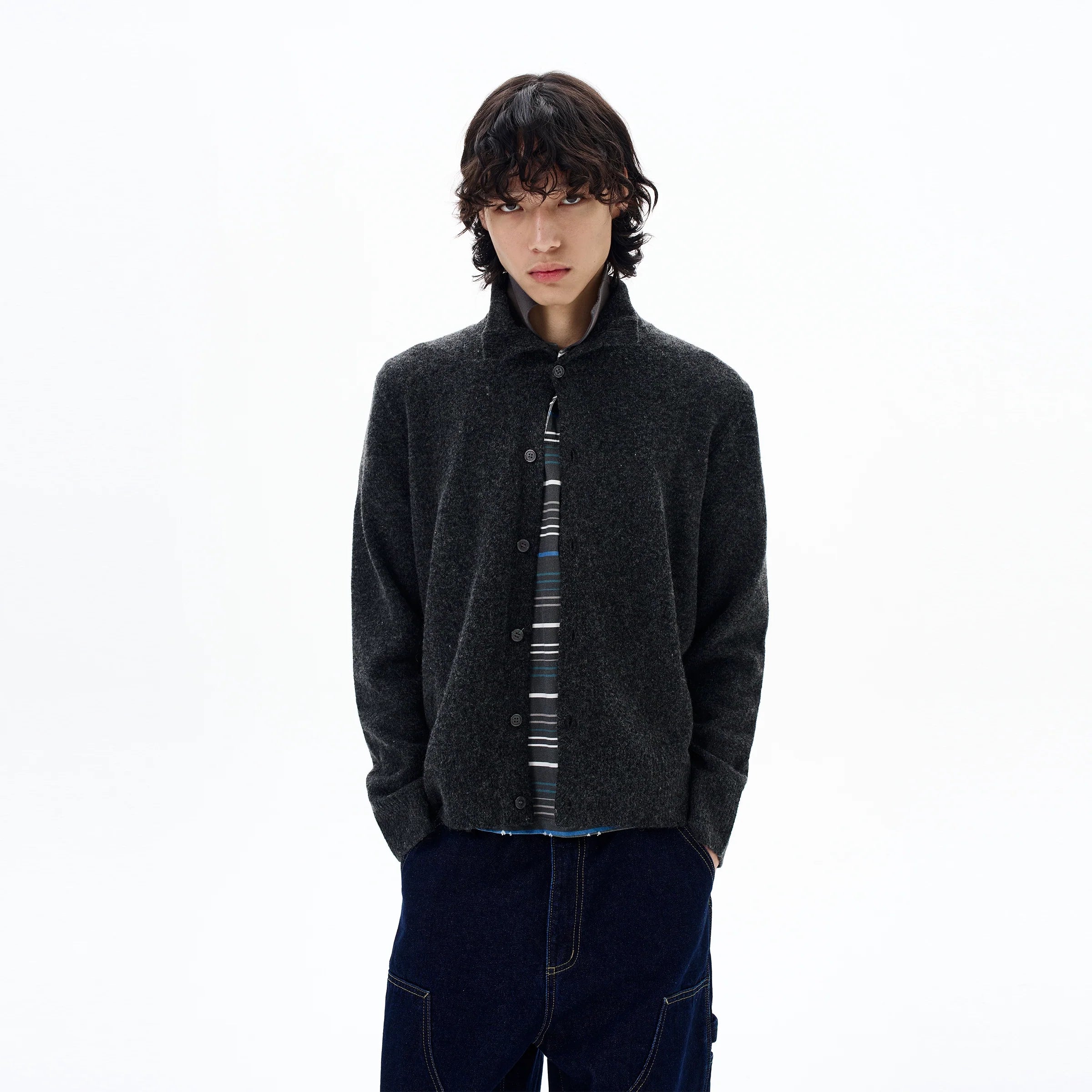 Wool Blend Button Knit Cardigan