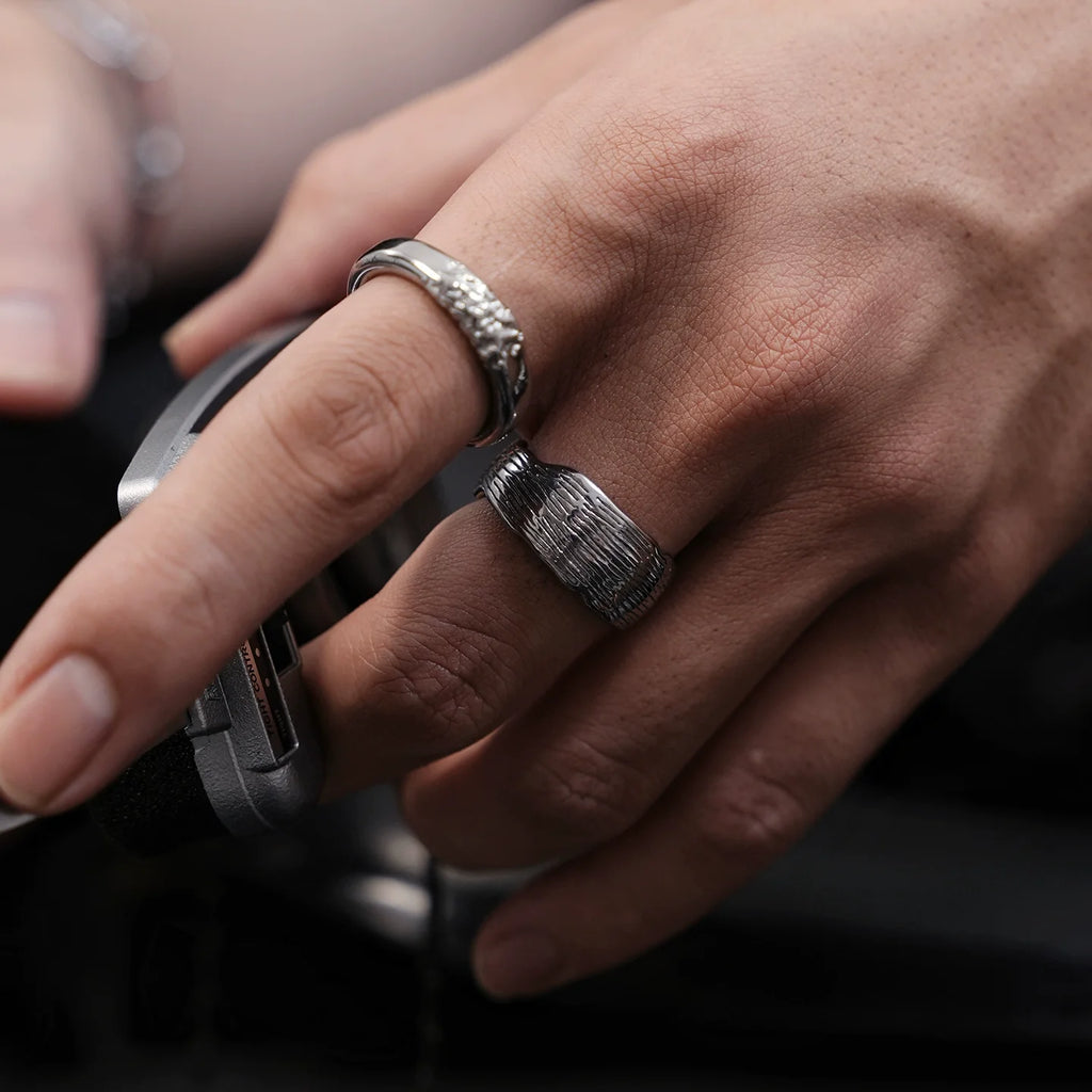 Tree Texture Titanium Steel Ring