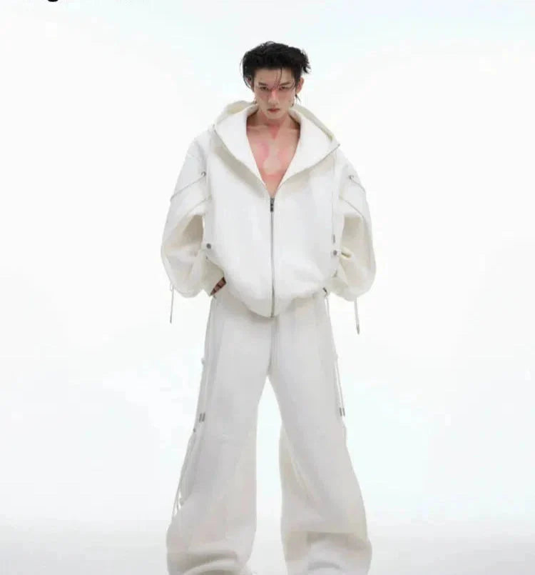 Drawstring Hoodie and Wide-Leg Pants