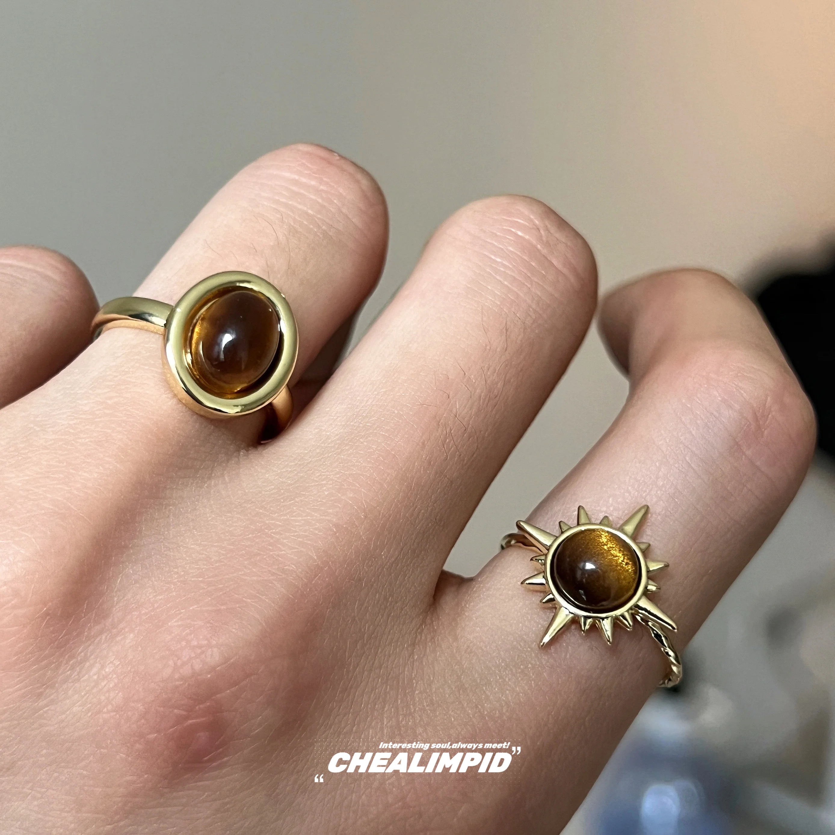 Vintage Tiger Eye Stone Open Ring