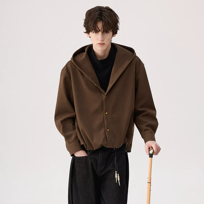 Wool Drawstring Hooded Jacket