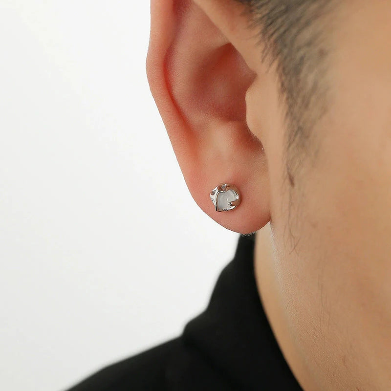 White Moonstone Stud Earrings