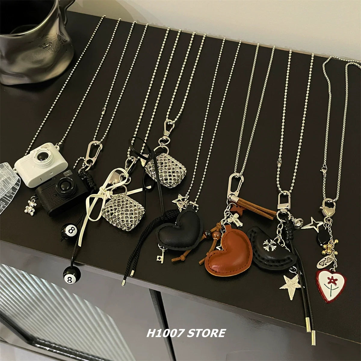 Woven Bag Pendant Long Chain Necklace