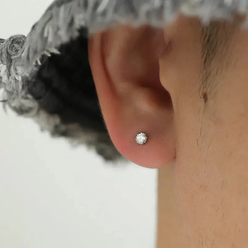White Diamond Stud Earrings