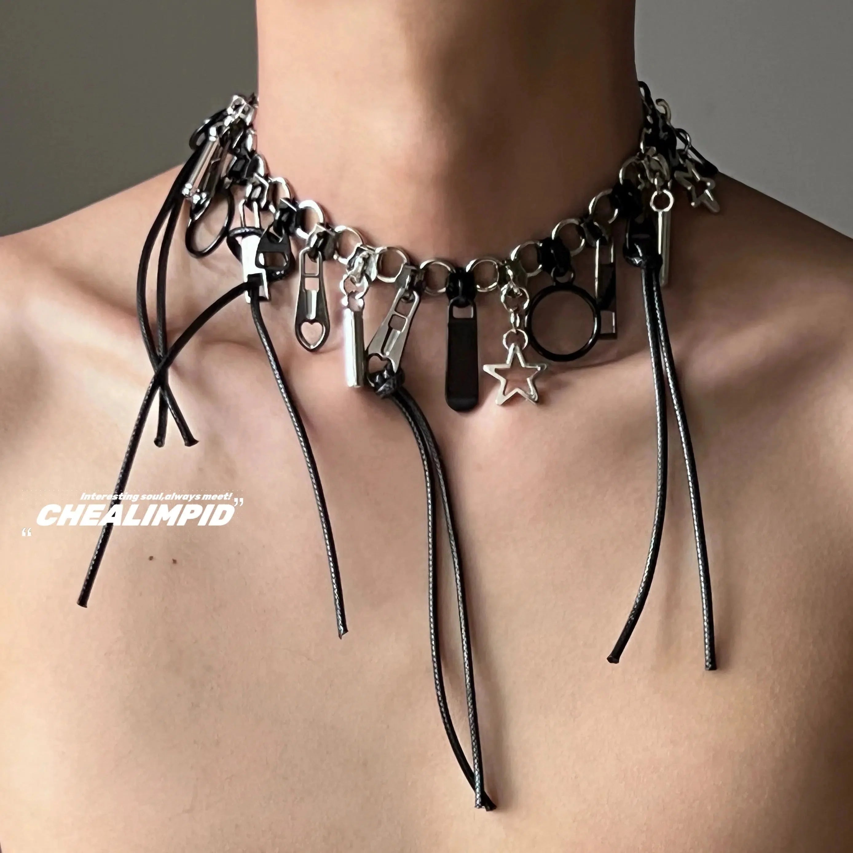 Zipper Pendant Irregular Necklace