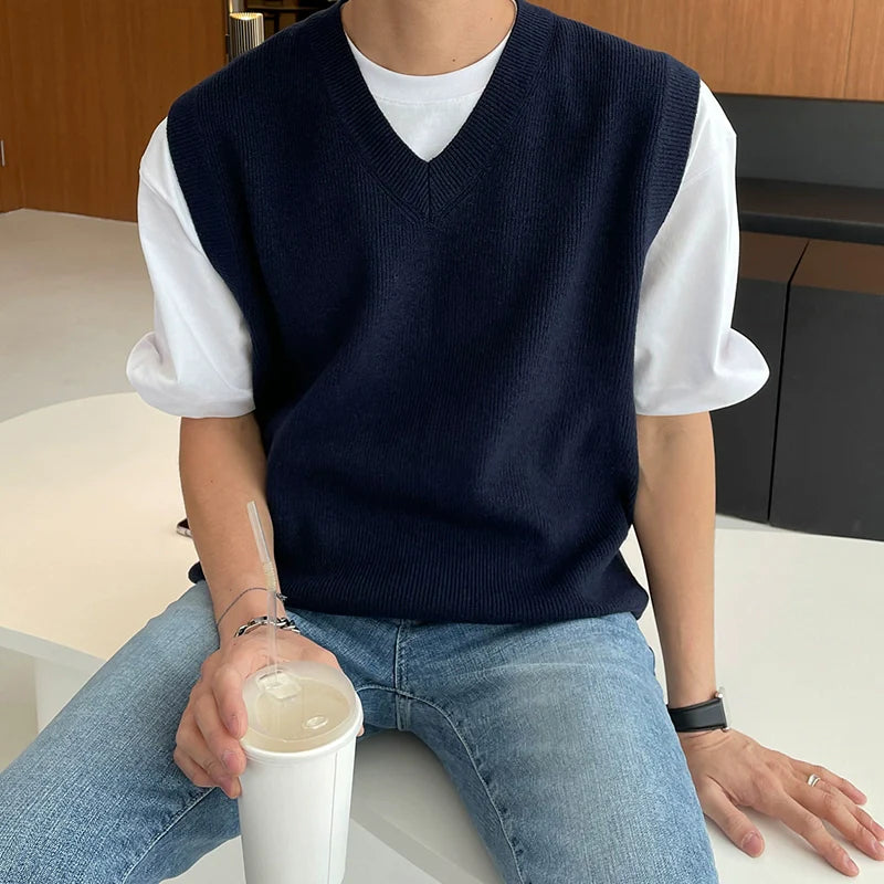 V-Neck Knit Sweater Vest