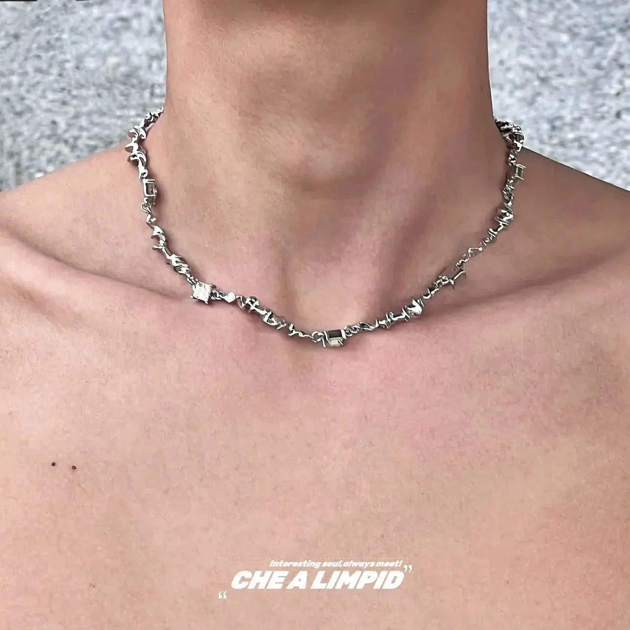 Twisted Geometric Link Necklace