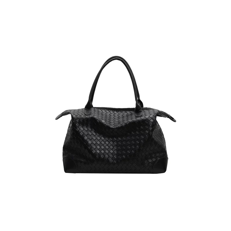 Woven Leather Tote Shoulder Bag