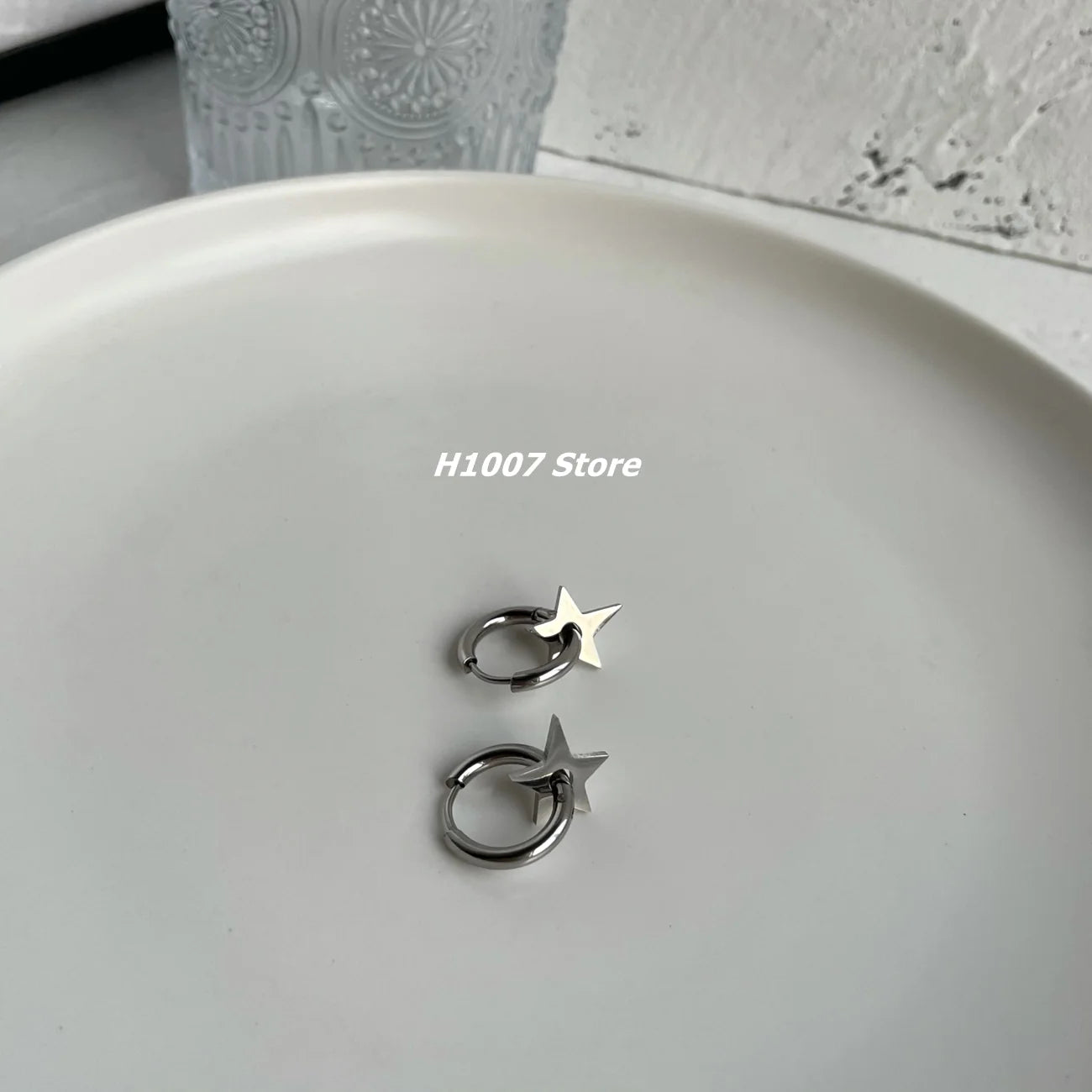 Titanium Steel Star Hoop Earrings