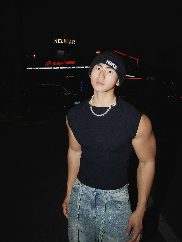 Slim Fit Sleeveless Round Neck Vest