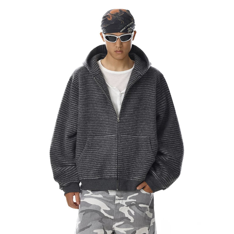 Striped Loose Fit Hooded Sweatshirt
