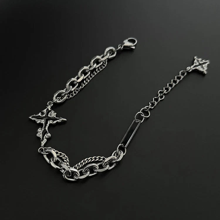 Titanium Steel Cross Chain Bracelet
