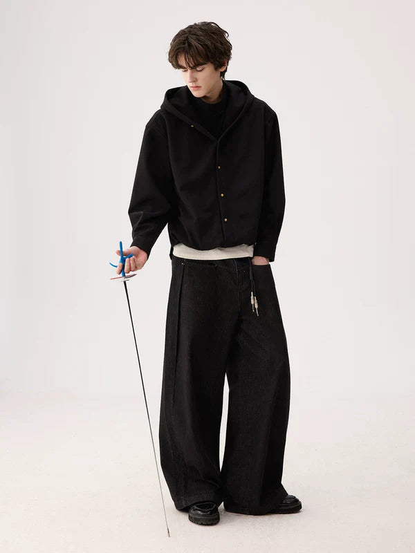 Wool Drawstring Hooded Jacket