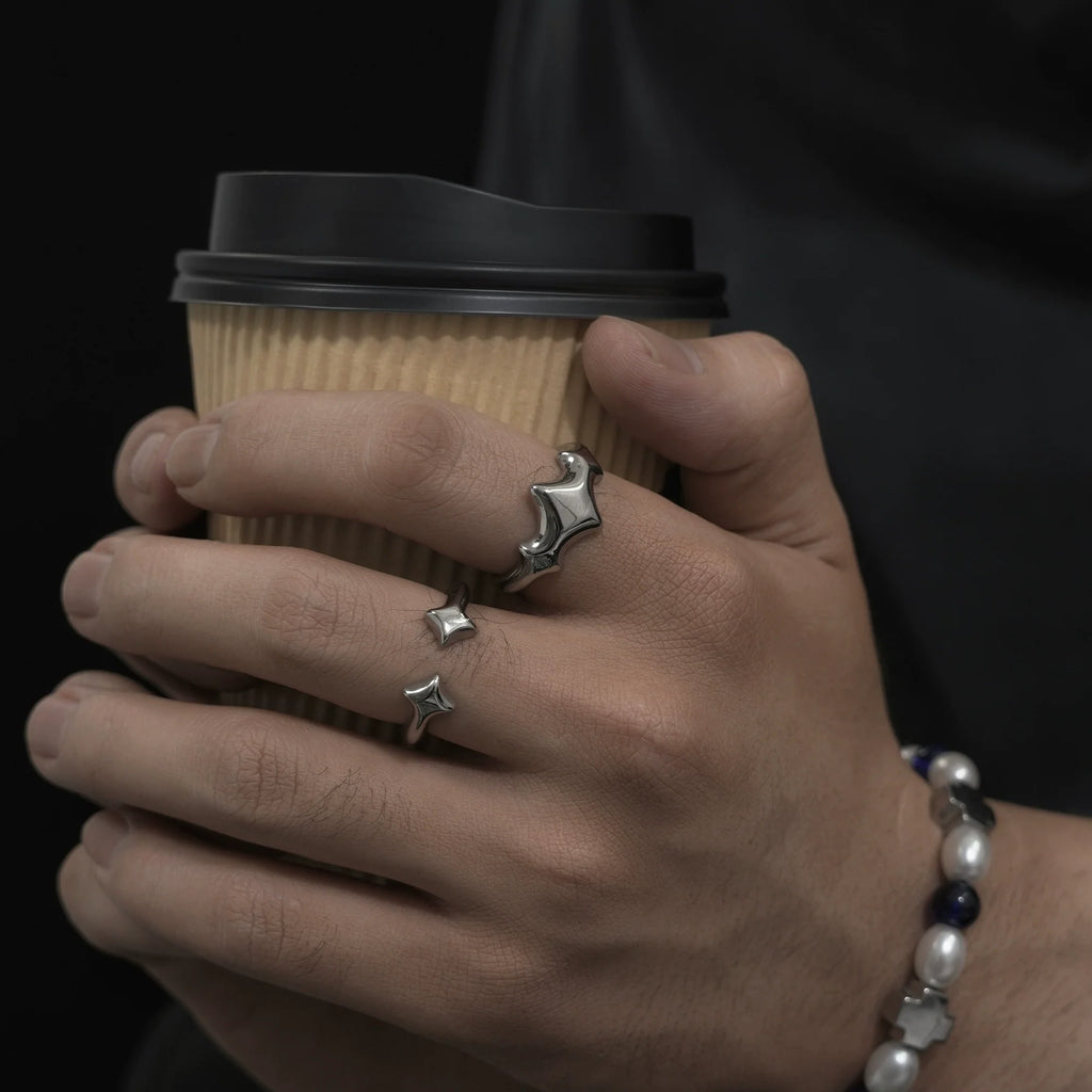 Star Metal Open Adjustable Ring