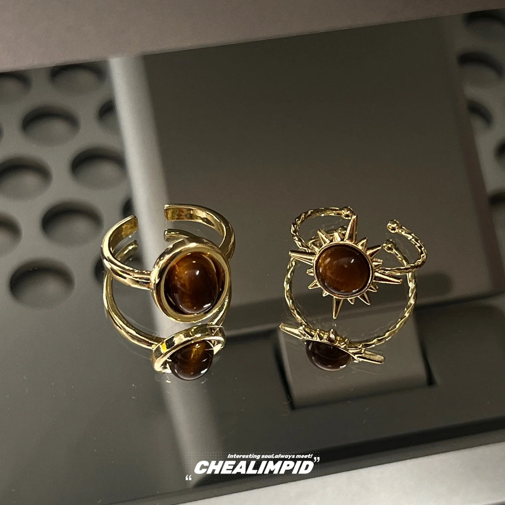 Vintage Tiger Eye Stone Open Ring