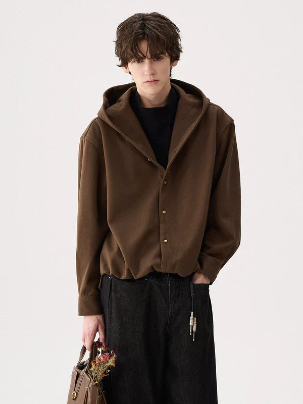 Wool Drawstring Hooded Jacket