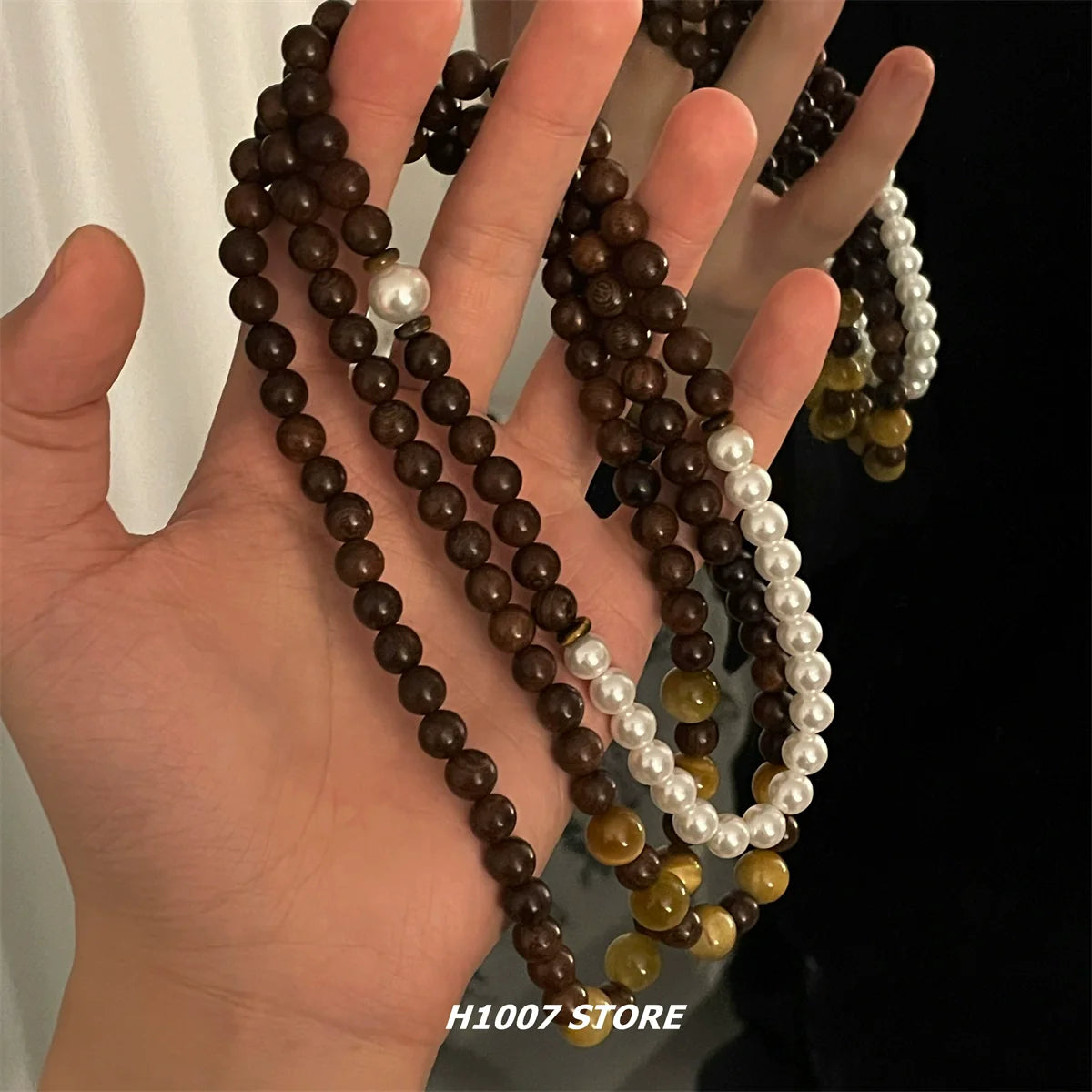 Tiger Eye Pearl Beaded Bracelet