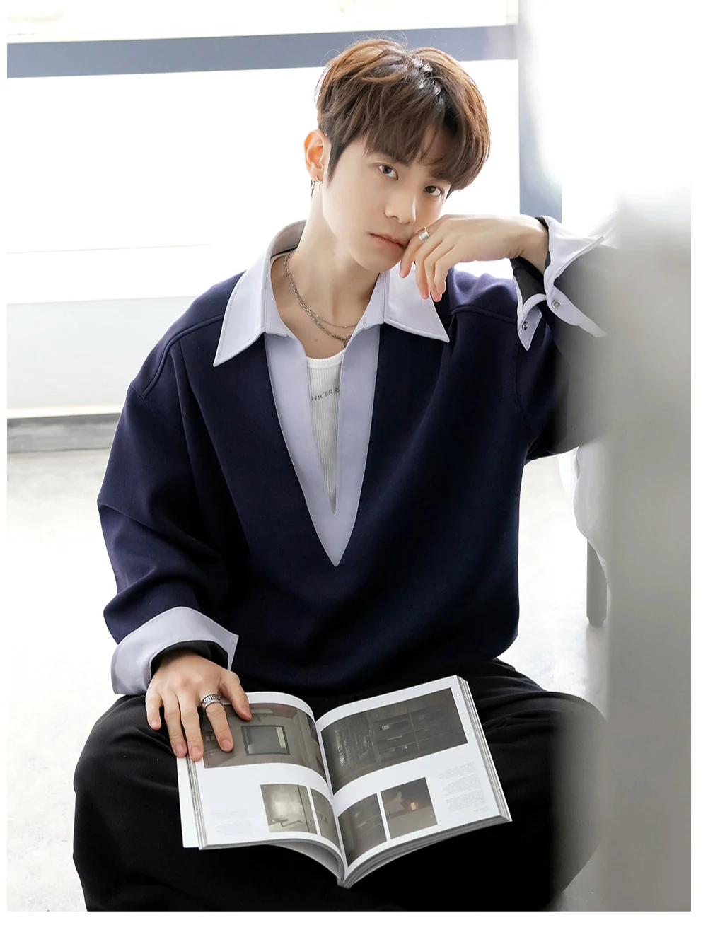 V-Neck Long Sleeve Pullover