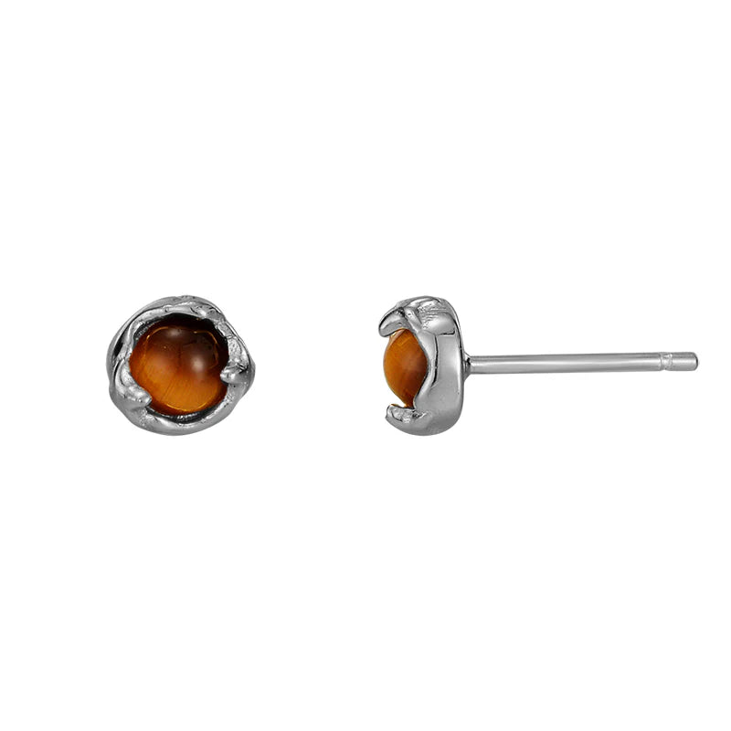 Tiger Eye Sterling Silver Stud Earring