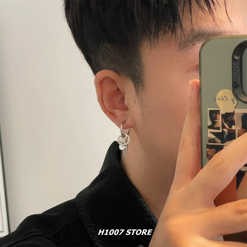 Titanium Steel Clip-On Spike Hoop Earrings