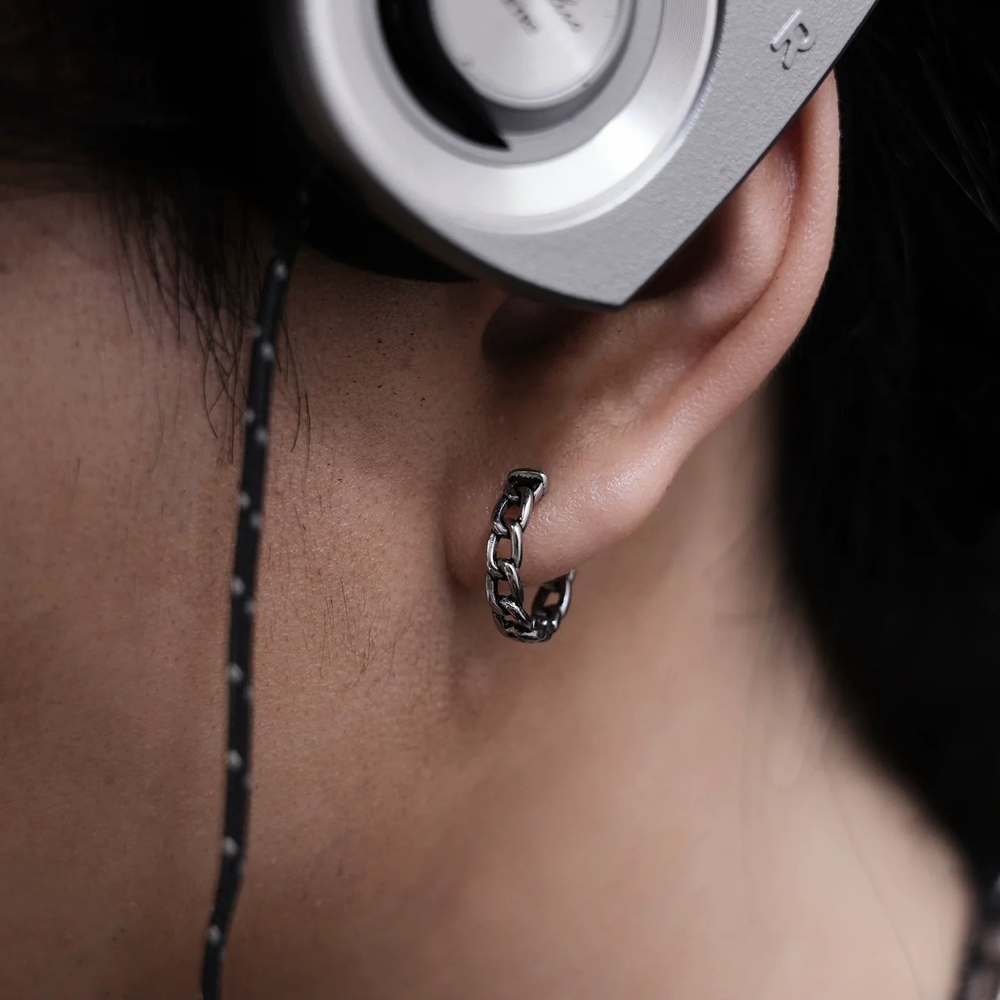 Titanium Steel Cuban Chain Hoop Earrings