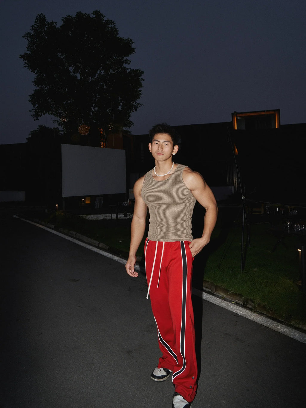 Striped Wool Sleeveless Sports Vest