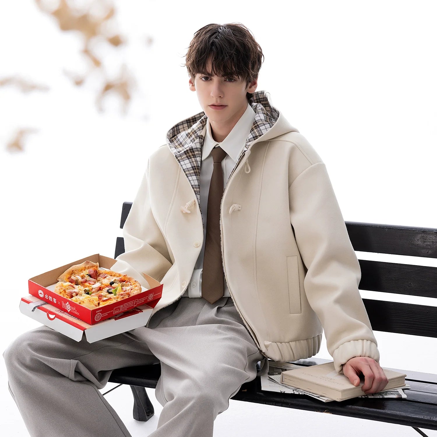 Wool Hooded Horn Button Jacket