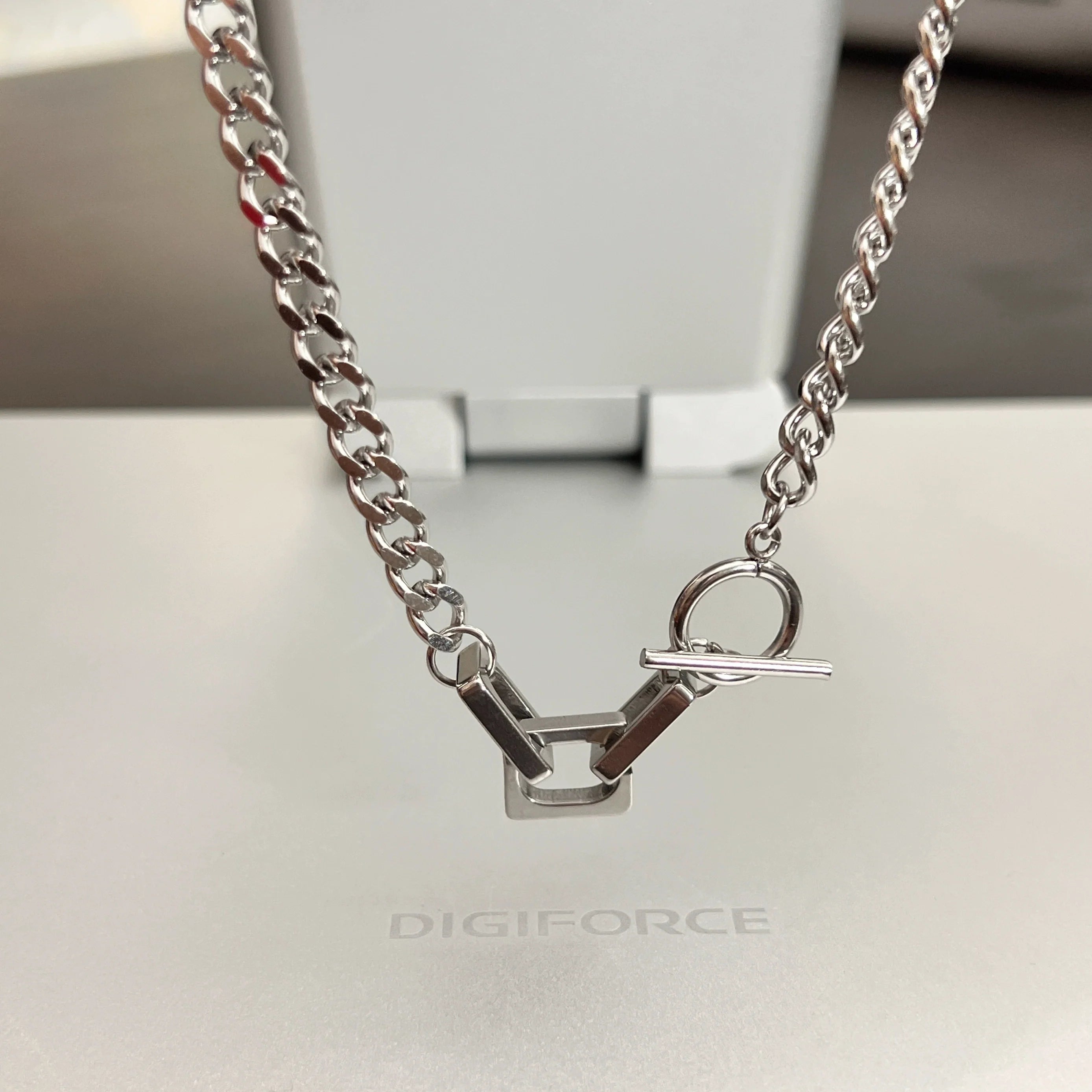 Titanium Steel Square Link Chain Necklace