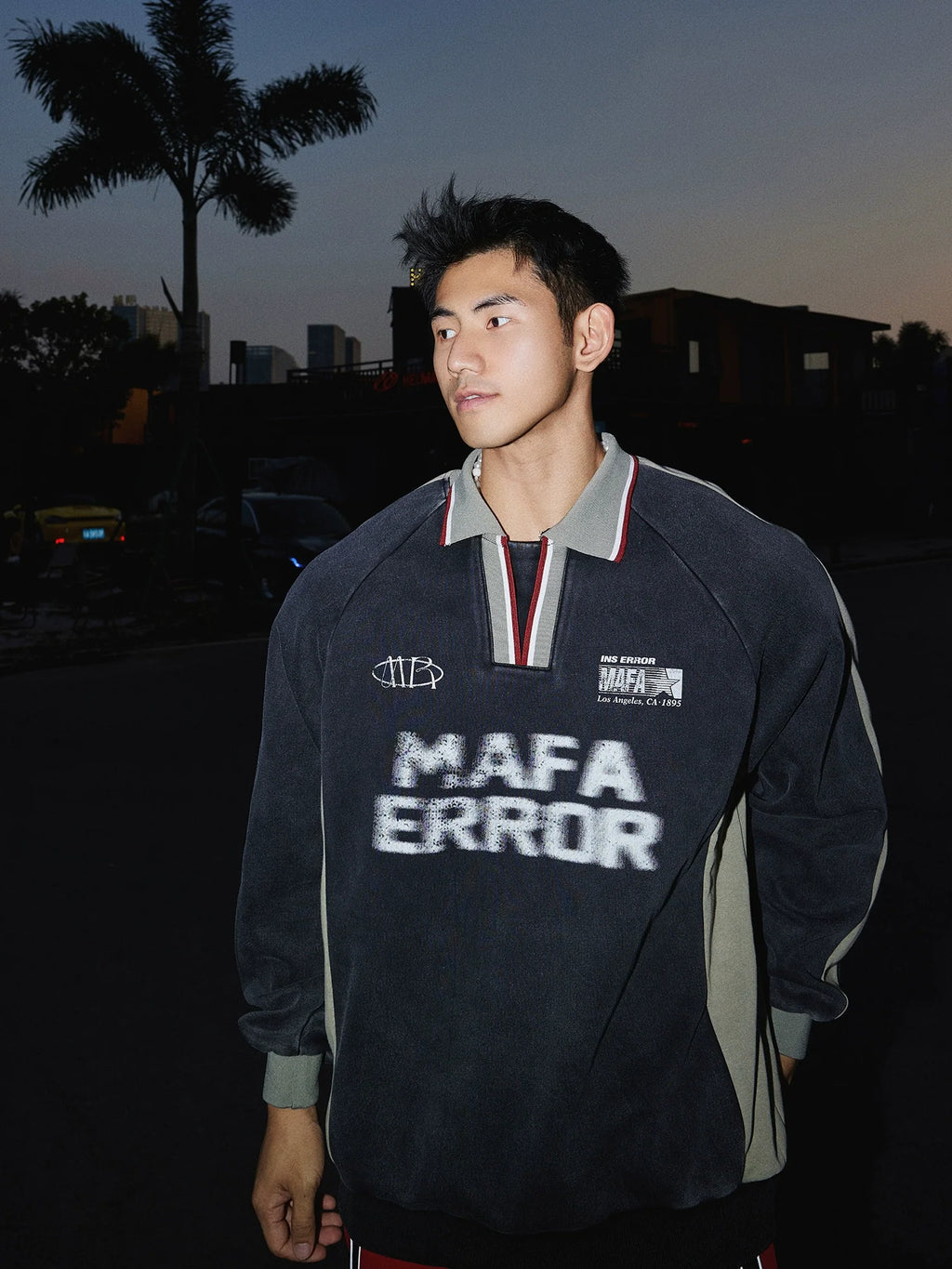 V-neck Baseball Style Retro Sweatshirt