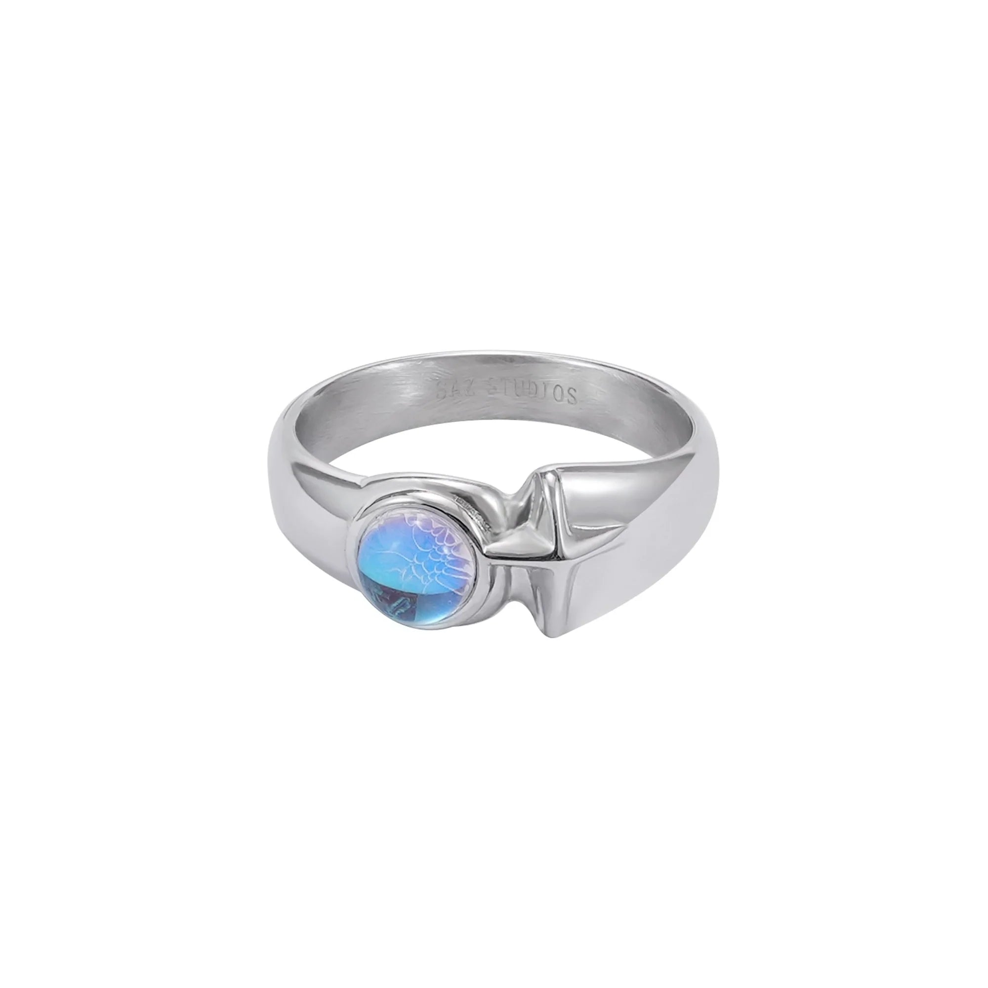 Snake Moonstone Cross Flower Ring