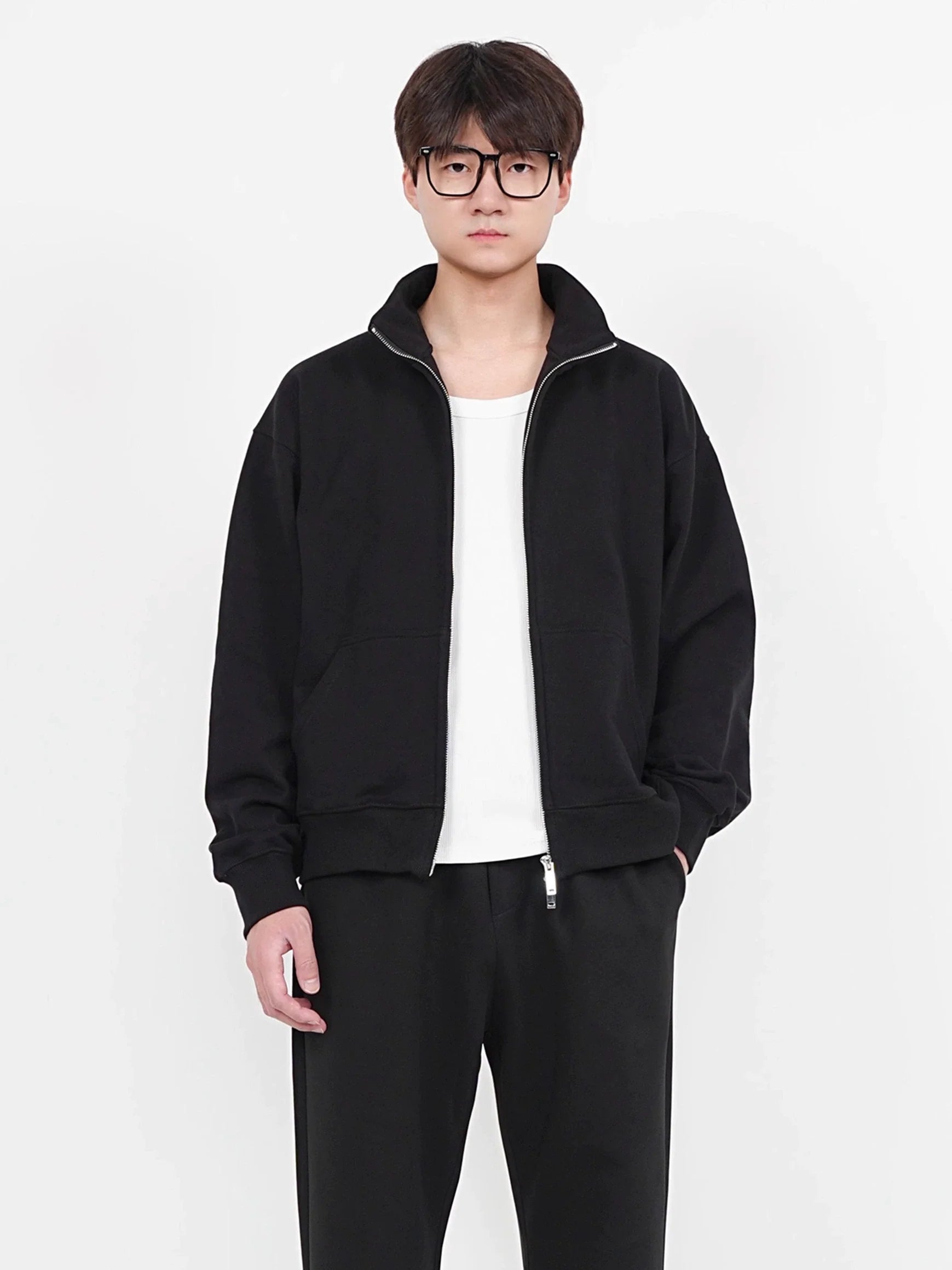 Double Zipper Stand Collar Sweatshirt