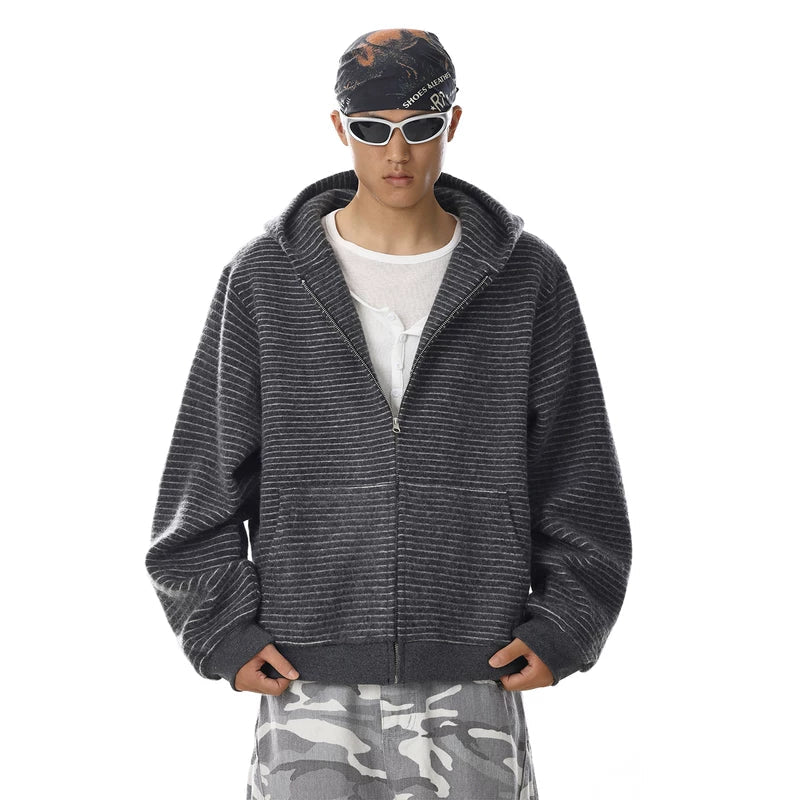 Striped Loose Fit Hooded Sweatshirt