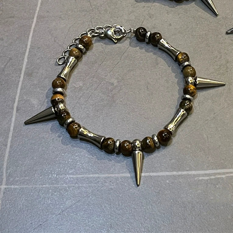Tiger Eye Beaded Spike Bracelet