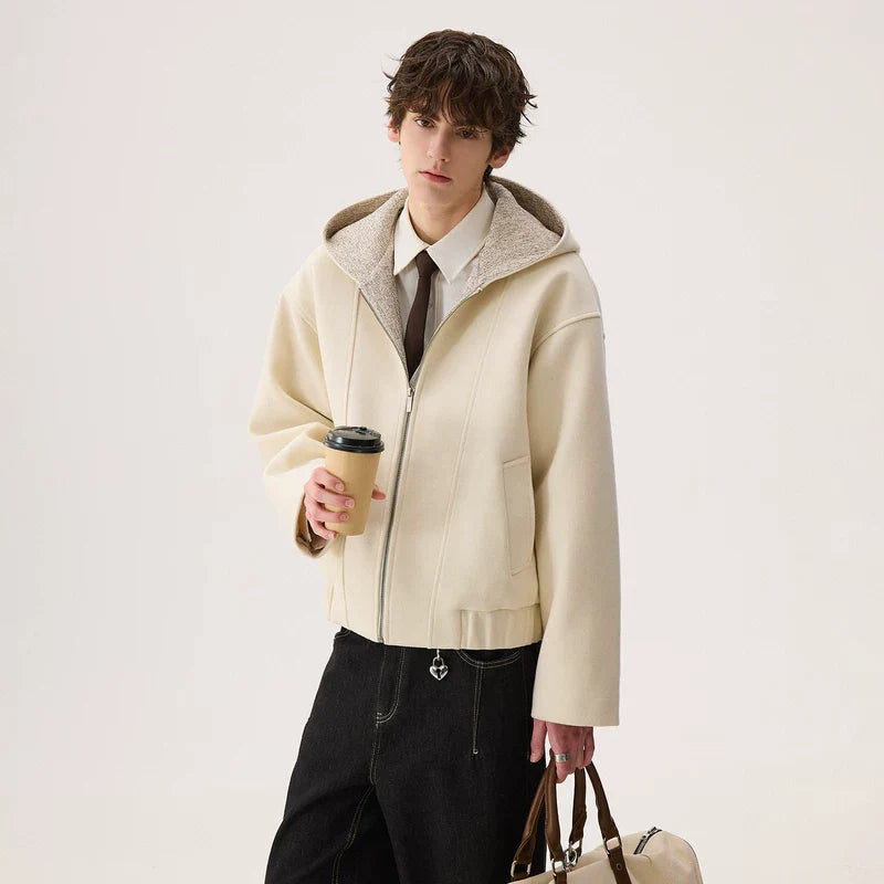 Wool Hooded Casual Cardigan Coat