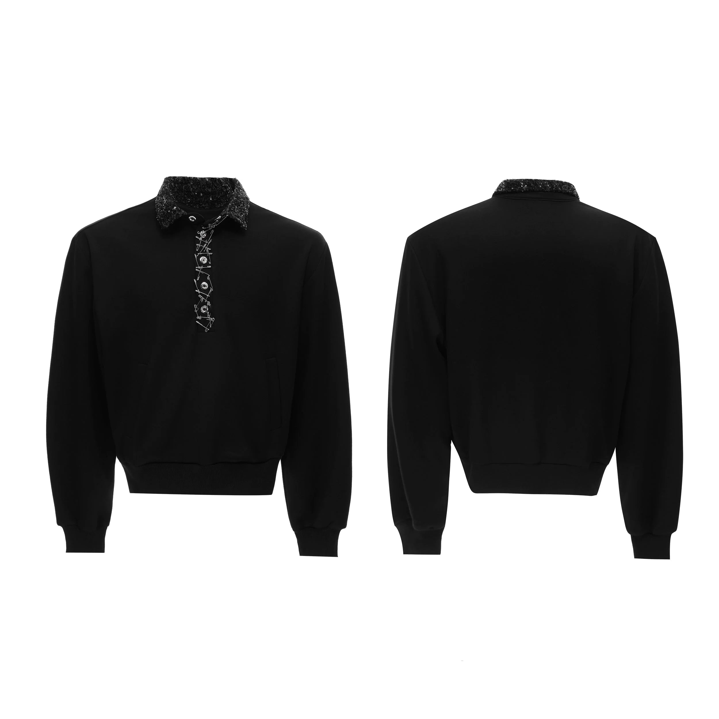 Sequin Lapel Polo Sweatshirt